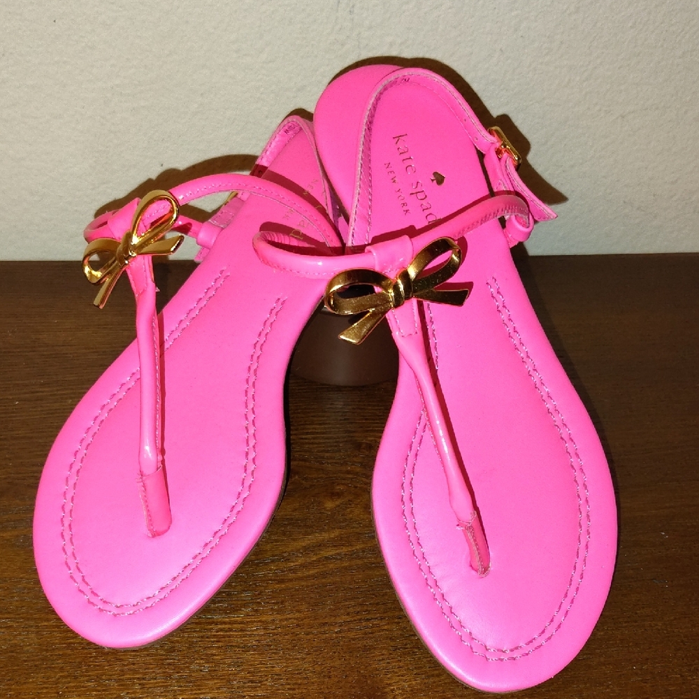 Kate Spade Bright Pink Sandals with Gold Accents
